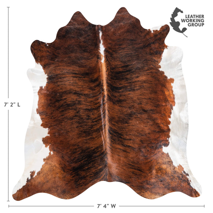 Brazilian Brindle White Belly Cowhide Rug Size 7'2" L x 7'4" W 8991