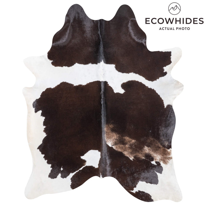 Brazilian Chocolate and White Cowhide Rug Size 7'8" L x 6'1" W 8993