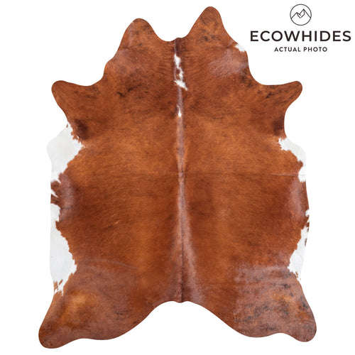Brazilian Brown and White Cowhide Rug Size 7'7" L x 6'2" W 8994