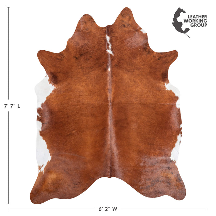 Brazilian Brown and White Cowhide Rug Size 7'7" L x 6'2" W 8994