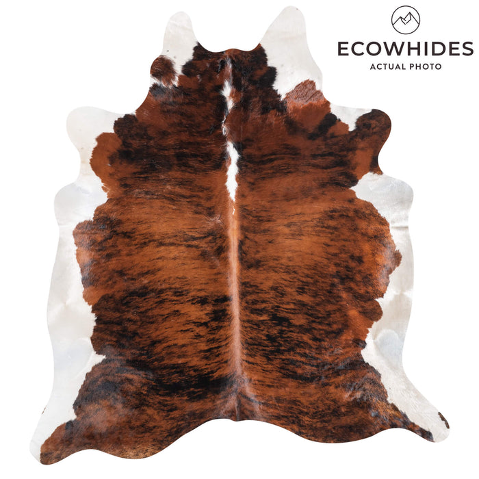Brazilian Brindle White Belly Cowhide Rug Size 7'4" L x 6'8" W 8995