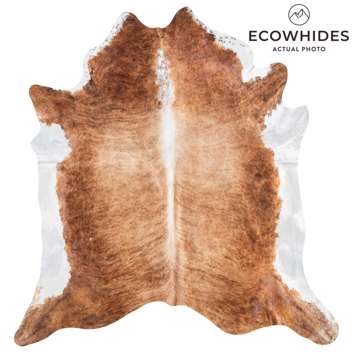 Brazilian Brindle White Belly and Backbone Cowhide Rug Size 7'6" L x 7'1" W 8999