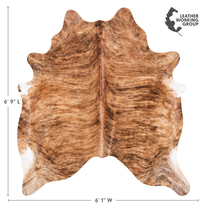Brazilian Brindle Cowhide Rug Size 6'9" L x 6'1" W 9030