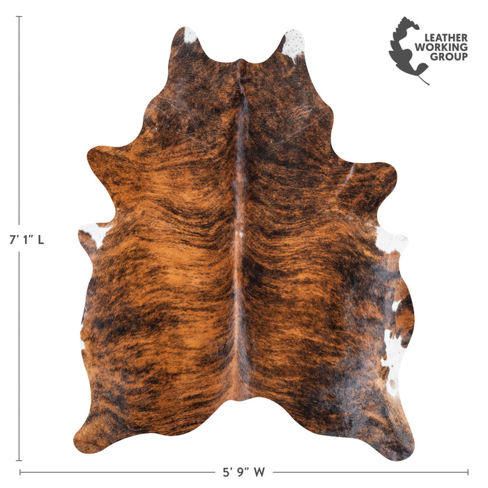 Brazilian Brindle Cowhide Rug Size 7'1" L x 5'9" W 9041