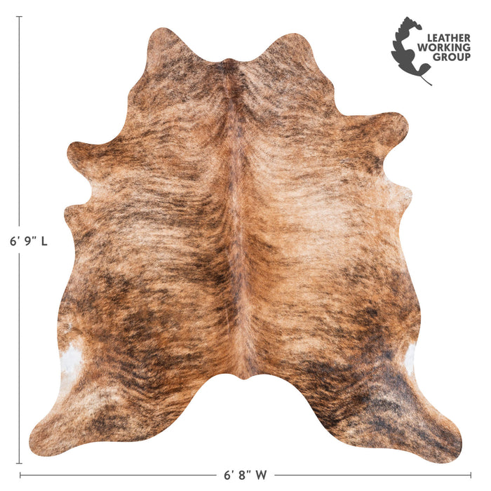 Brazilian Brindle Cowhide Rug Size 6'9" L x 6'8" W 9044