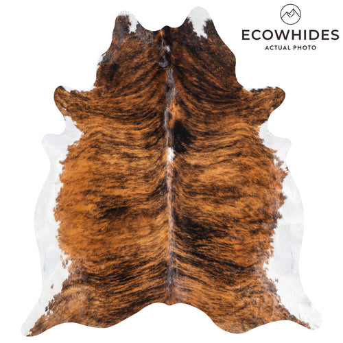 Brazilian Brindle White Belly Cowhide Rug Size 8'0" L x 7'5" W 9051