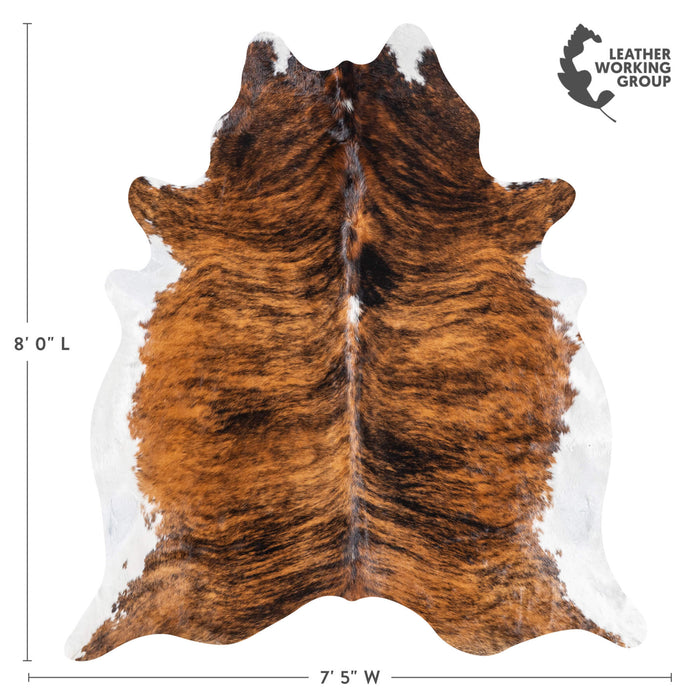 Brazilian Brindle White Belly Cowhide Rug Size 8'0" L x 7'5" W 9051