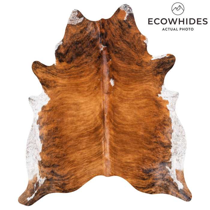 Brazilian Brindle White Belly Cowhide Rug Size 7'3" L x 6'3" W 9055