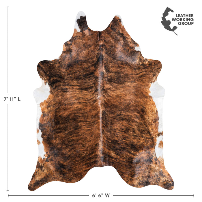 Brazilian Brindle White Belly Cowhide Rug Size 7'11" L x 6'6" W 9059