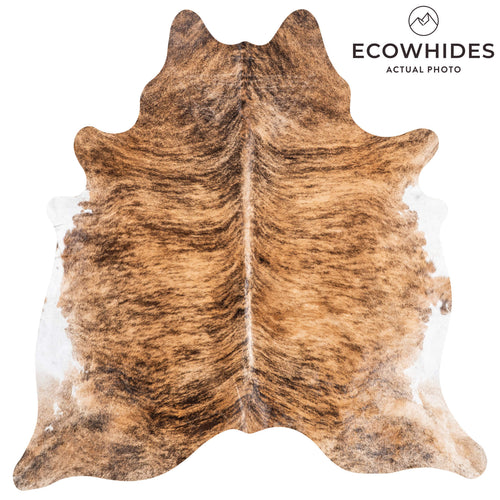 Brazilian Brindle White Belly Cowhide Rug Size 7'1" L x 6'11" W 9063