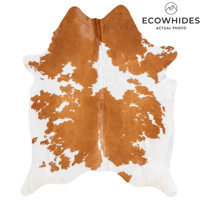 Brazilian Brown and White Cowhide Rug Size 7'9" L x 6'6" W 9070
