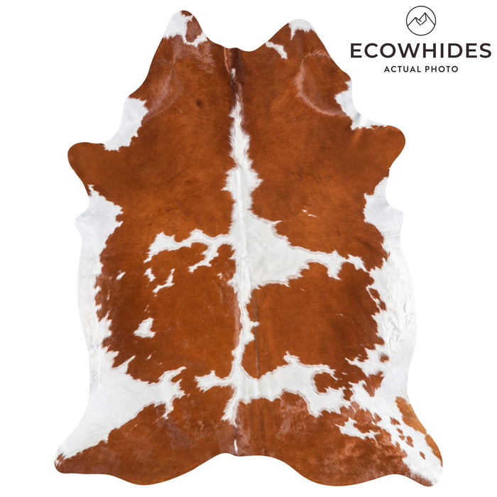 Brazilian Brown and White Cowhide Rug Size 7'11" L x 6'7" W 9072