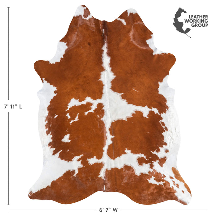 Brazilian Brown and White Cowhide Rug Size 7'11" L x 6'7" W 9072