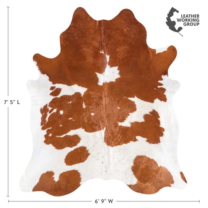 Brazilian Brown and White Cowhide Rug Size 7'5" L x 6'9" W 9074