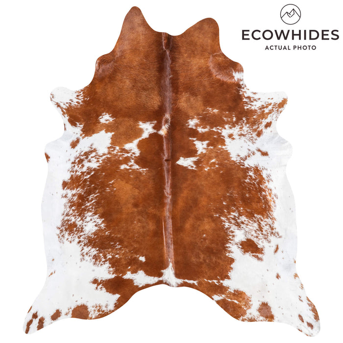 Brazilian Brown and White Cowhide Rug Size 7'11" L x 7'.4" W 9075