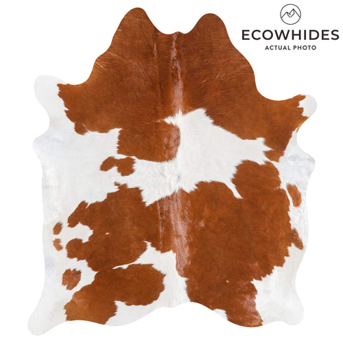 Brazilian Brown and White Cowhide Rug Size 7'0" L x 6'0" W 9077