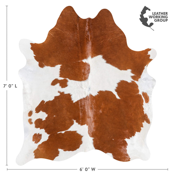 Brazilian Brown and White Cowhide Rug Size 7'0" L x 6'0" W 9077
