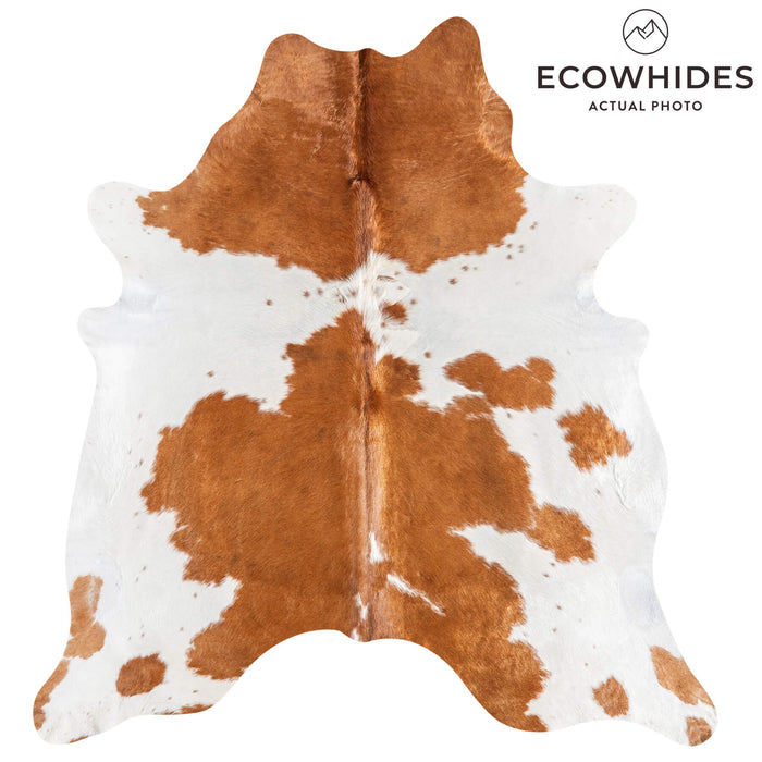 Brazilian Brown and White Cowhide Rug Size 7'1" L x 6'10" W 9078