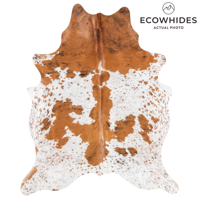Brazilian Brown and White Cowhide Rug Size 7'.5" L x 6'2" W 9079