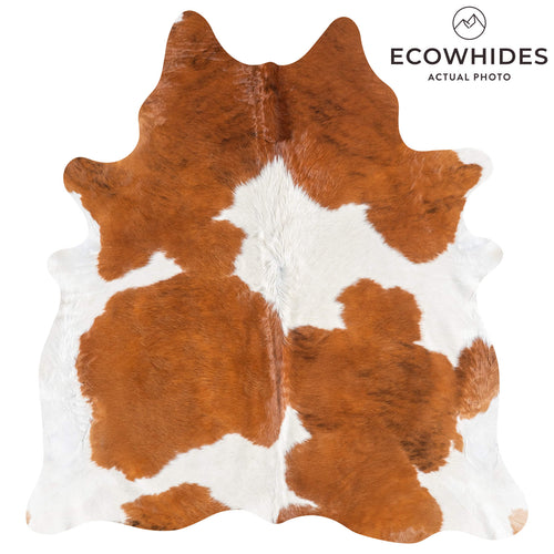 Brazilian Brown and White Cowhide Rug Size 6'11" L x 6'8" W 9080