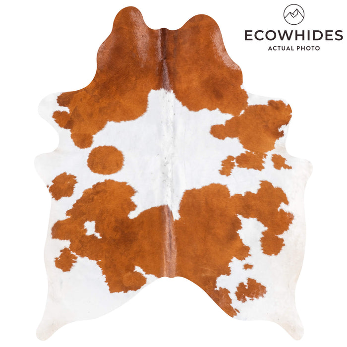 Brazilian Brown and White Cowhide Rug Size 6'6" L x 5'4" W 9082