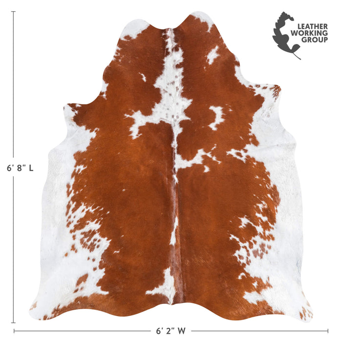 Brazilian Brown and White Cowhide Rug Size 6'8" L x 6'.2" W 9084
