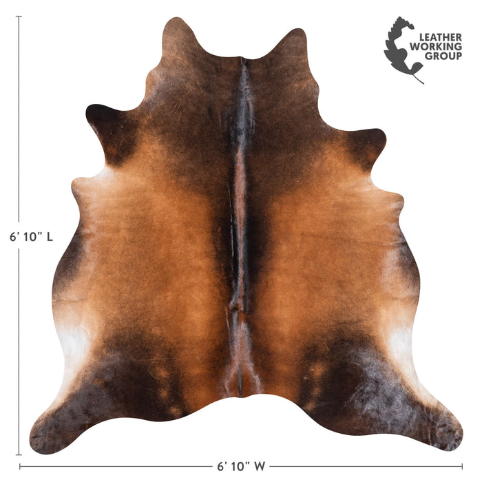 Brazilian Mahogany Cowhide Rug Size 6'10" L x 6'10" W 9095