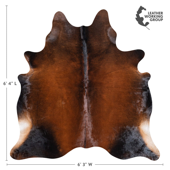 Brazilian Mahogany Cowhide Rug Size 6'4" L x 6'3" W 9099