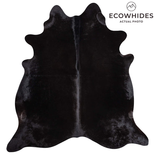 Brazilian Solid Black Cowhide Rug Size 7'3" L x 6'8" W 9104