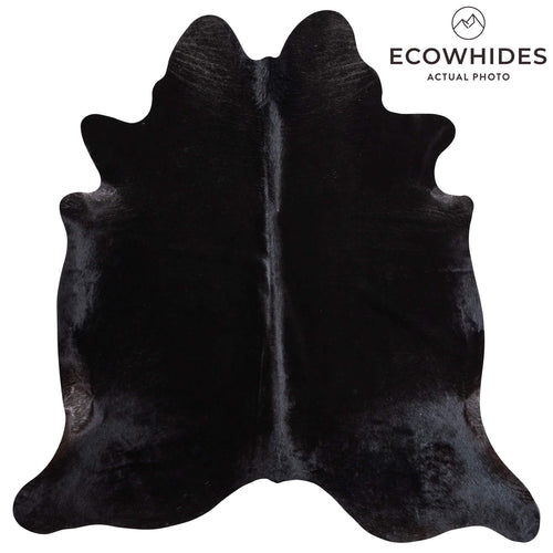 Brazilian Solid Black Cowhide Rug Size 7'0" L x 6'7" W 9105