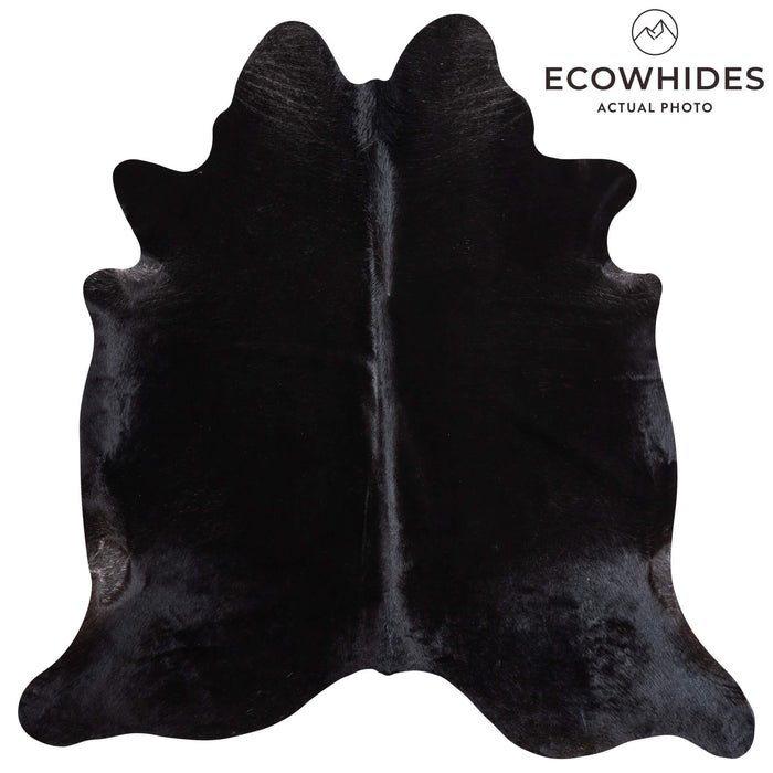 Brazilian Solid Black Cowhide Rug Size 7'0" L x 6'7" W 9105