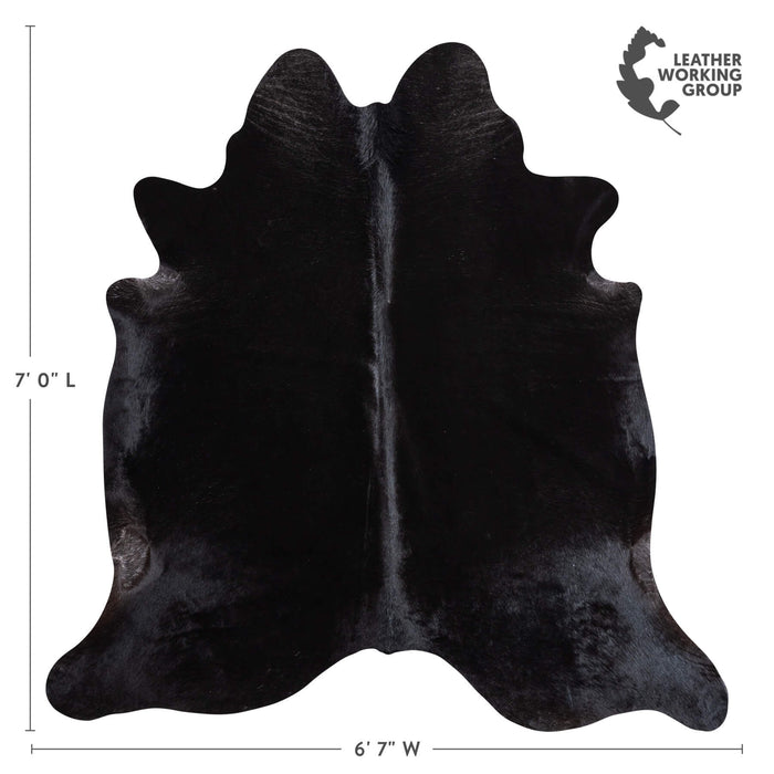Brazilian Solid Black Cowhide Rug Size 7'0" L x 6'7" W 9105