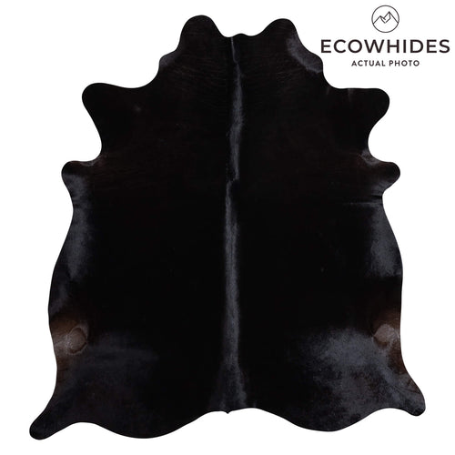 Brazilian Solid Black Cowhide Rug Size 7'0" L x 6'6" W 9106