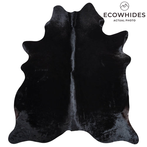Brazilian Solid Black Cowhide Rug Size 7'3" L x 6'5" W 9109