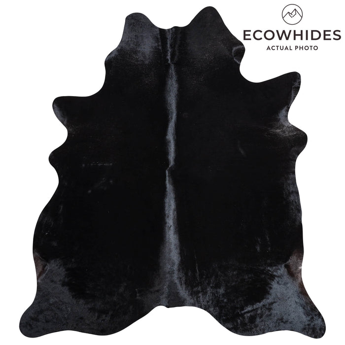 Brazilian Solid Black Cowhide Rug Size 7'3" L x 6'5" W 9109