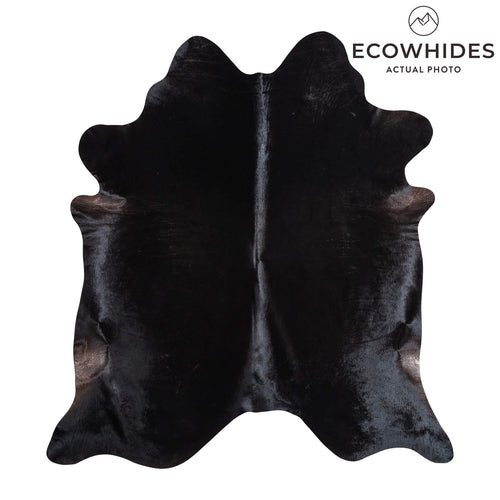 Brazilian Solid Black Cowhide Rug Size 7'3" L x 6'8" W 9111