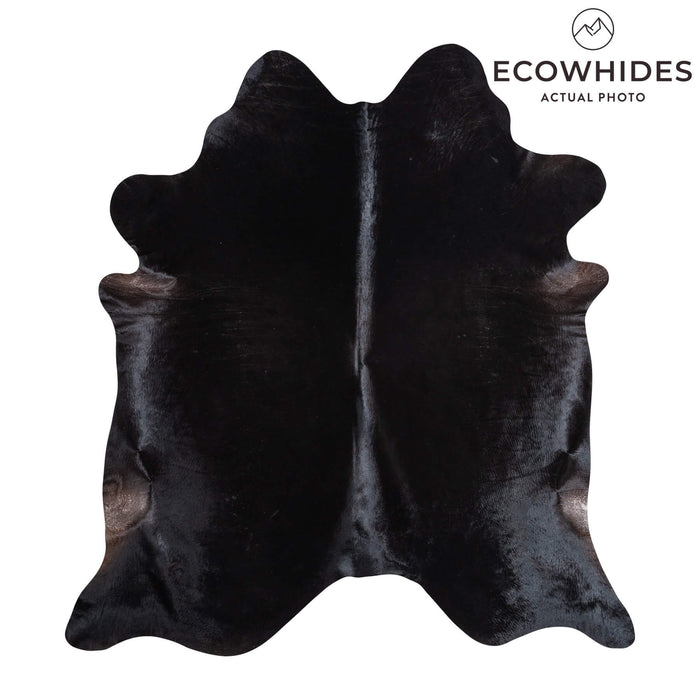 Brazilian Solid Black Cowhide Rug Size 7'3" L x 6'8" W 9111