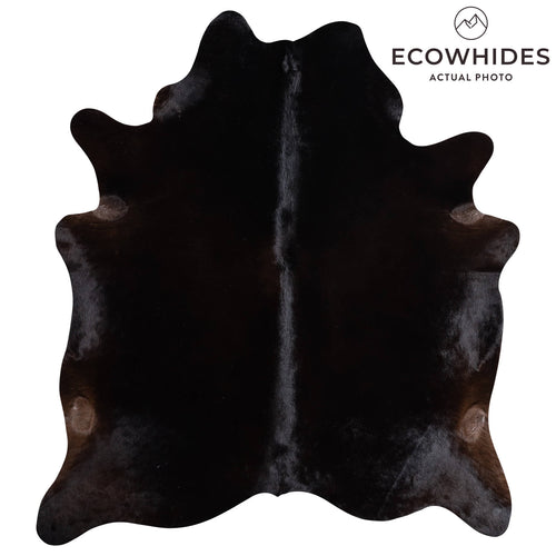 Brazilian Solid Black Cowhide Rug Size 7'1" L x 6'3" W 9112