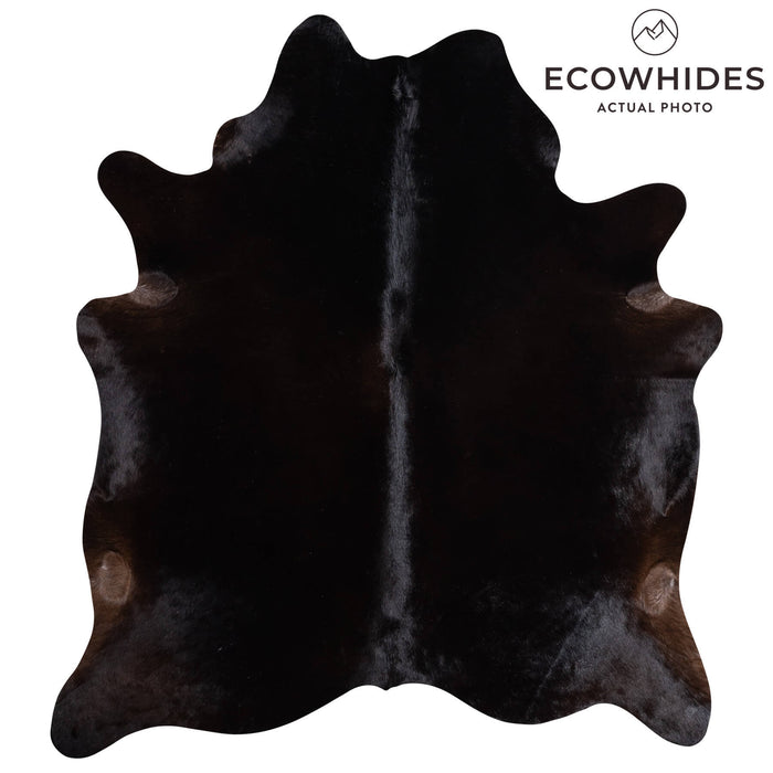 Brazilian Solid Black Cowhide Rug Size 7'1" L x 6'3" W 9112