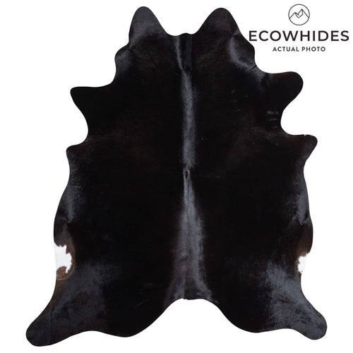 Brazilian Solid Black Cowhide Rug Size 7'6" L x 6'7" W 9113