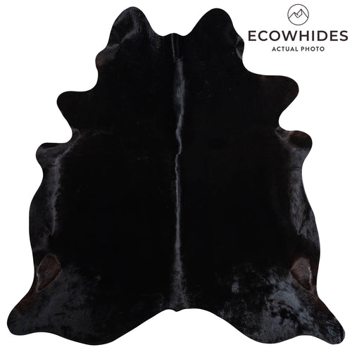 Brazilian Solid Black Cowhide Rug Size 7'1" L x 6'11" W 9114
