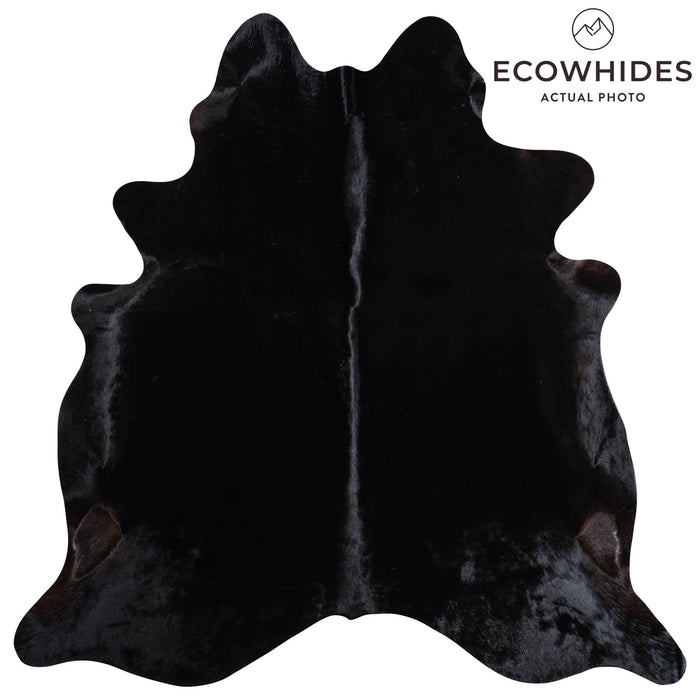 Brazilian Solid Black Cowhide Rug Size 7'1" L x 6'11" W 9114