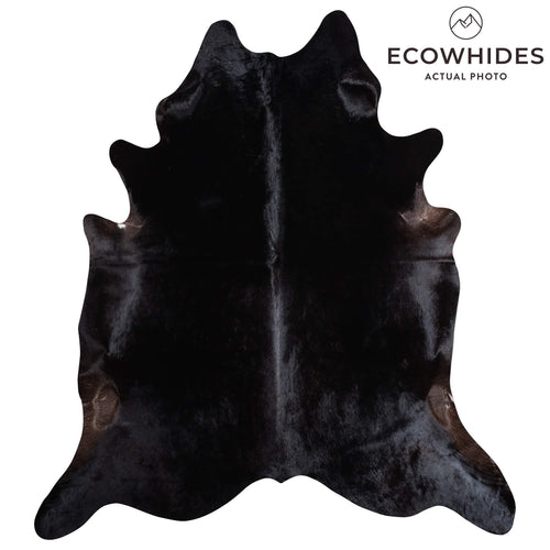 Brazilian Solid Black Cowhide Rug Size 7'9" L x 6'10" W 9116