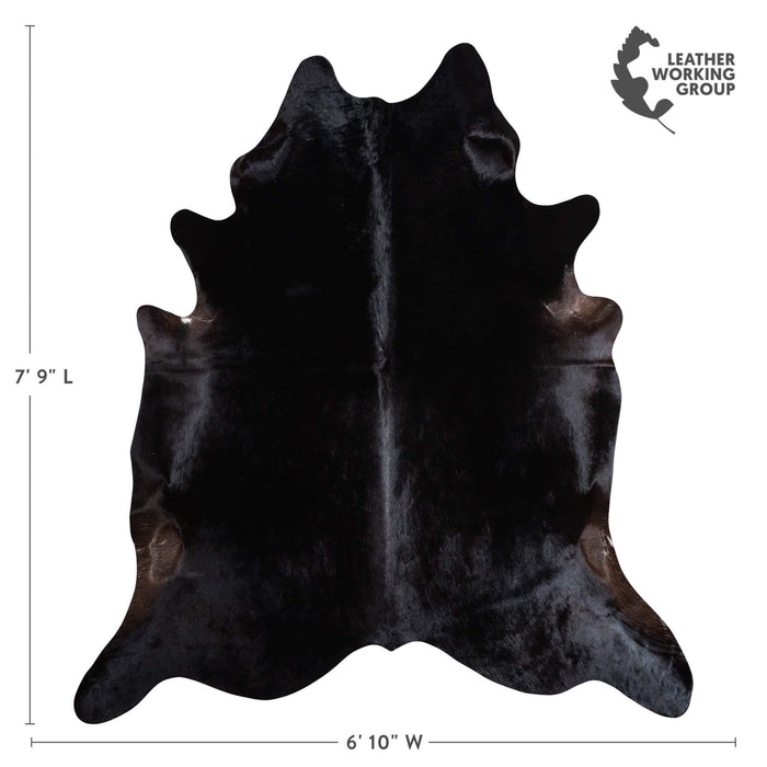 Brazilian Solid Black Cowhide Rug Size 7'9" L x 6'10" W 9116