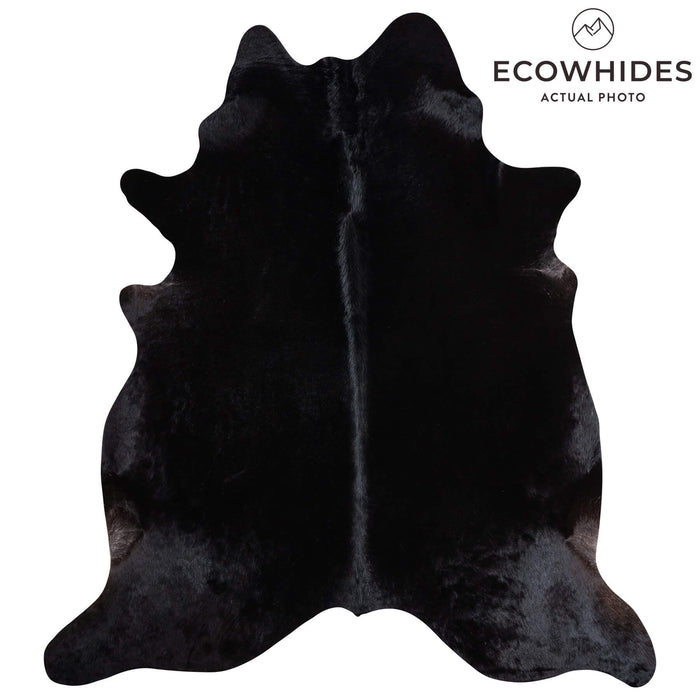Brazilian Solid Black Cowhide Rug Size 7'10" L x 6'9" W 9117