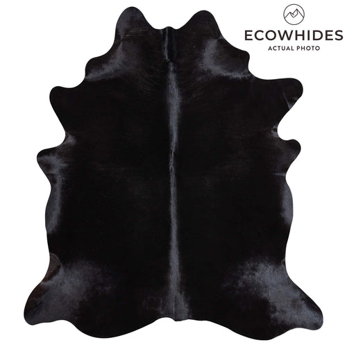 Brazilian Solid Black Cowhide Rug Size 6'9" L x 5'11" W 9118