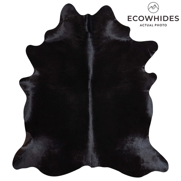 Brazilian Solid Black Cowhide Rug Size 6'9" L x 5'11" W 9118