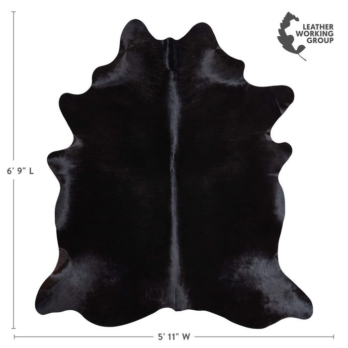 Brazilian Solid Black Cowhide Rug Size 6'9" L x 5'11" W 9118