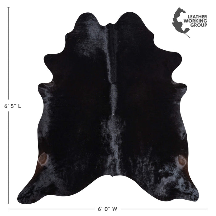 Brazilian Solid Black Cowhide Rug Size 6'5" L x 6'0" W 9119