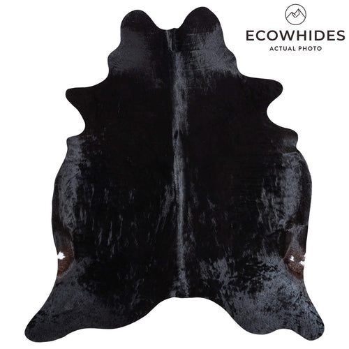 Brazilian Solid Black Cowhide Rug Size 6'11" L x 6'1" W 9120